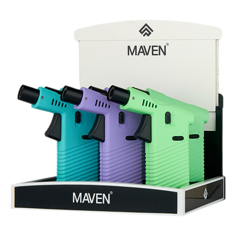 Maven Cannon Torch Pocket Lighter (Blue/Green/Purple) - 6ct
