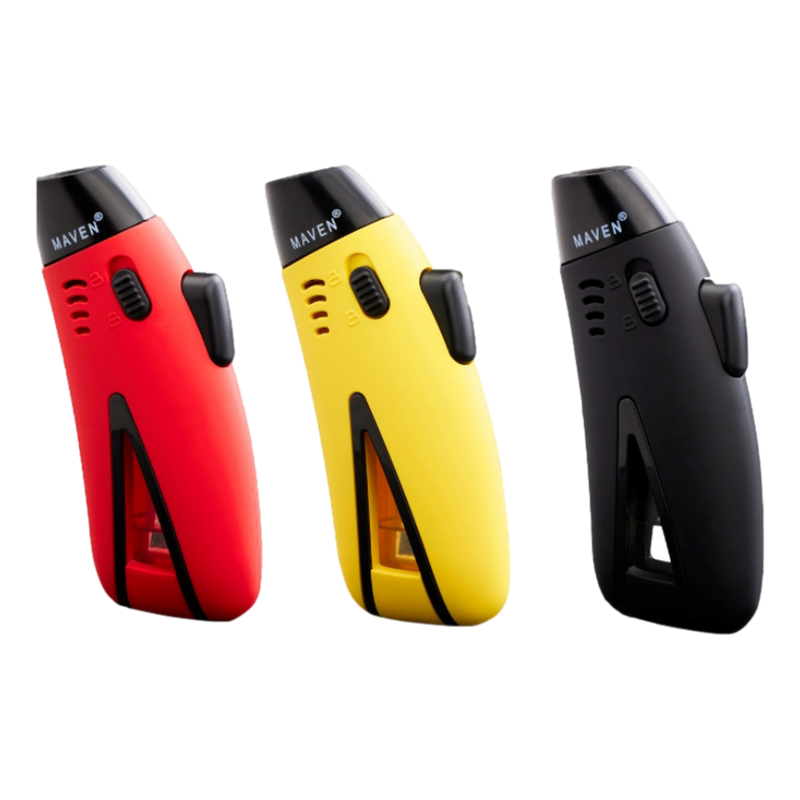 Maven Razor Pocket Torch Lighter - 9ct (Black/Red/Yellow)