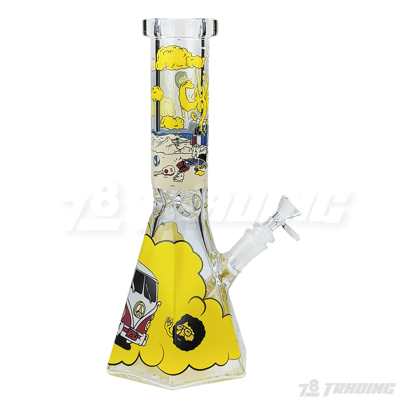 CHEECH Glass 12inches SMOKEY CAMPER DECAL BEAKER - CH298