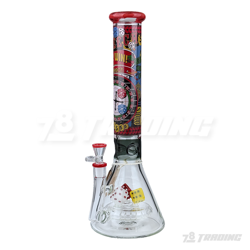 CHEECH Glass 15inches DICE-THEMED VIBRANT CASINO BEAKER - CHE375