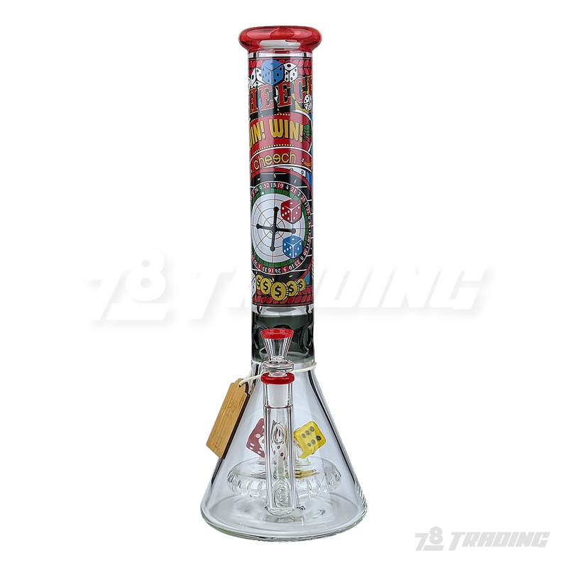CHEECH Glass 15inches DICE-THEMED VIBRANT CASINO BEAKER - CHE375