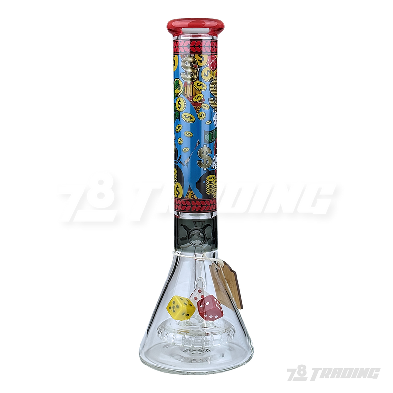 CHEECH Glass 15inches DICE-THEMED VIBRANT CASINO BEAKER - CHE375