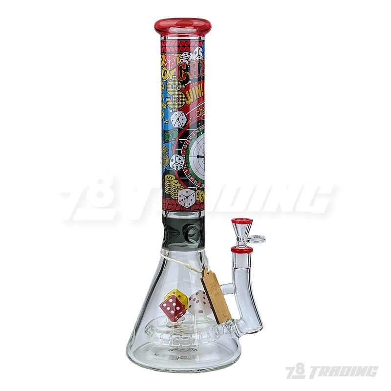 CHEECH Glass 15inches DICE-THEMED VIBRANT CASINO BEAKER - CHE375