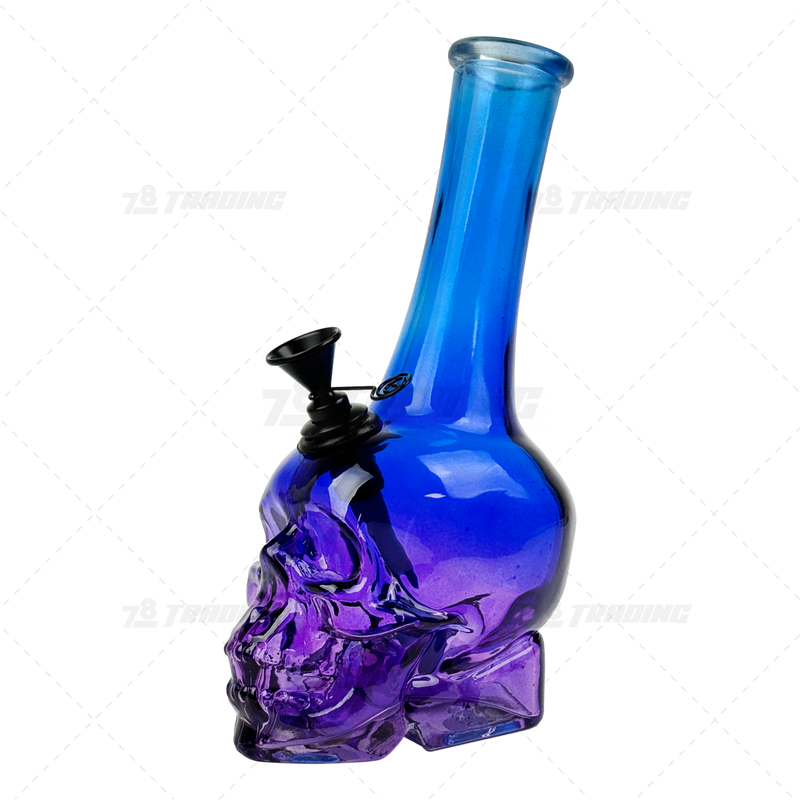 D&K Glass Skull Shape Base Glass Pipe with Gift Box Package - DK135
