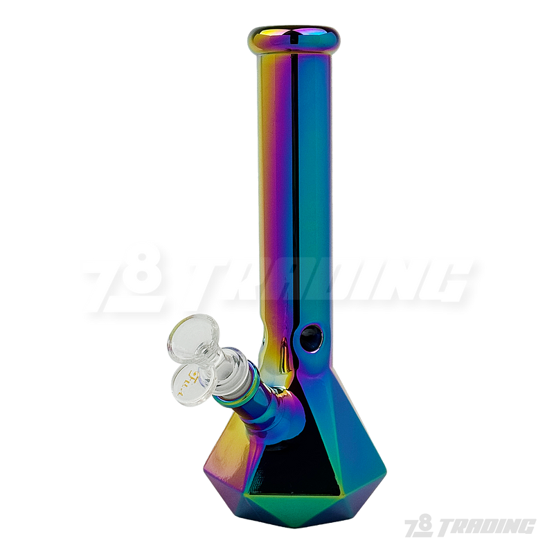 Metallic Chrome 10Inches Hexagon Base Glass Bong - H103804