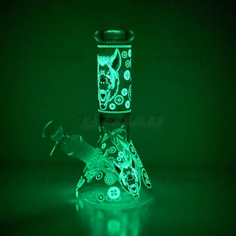 OG Original Glass Glow In The Dark 8" Mini Beaker OG002 - BLACK