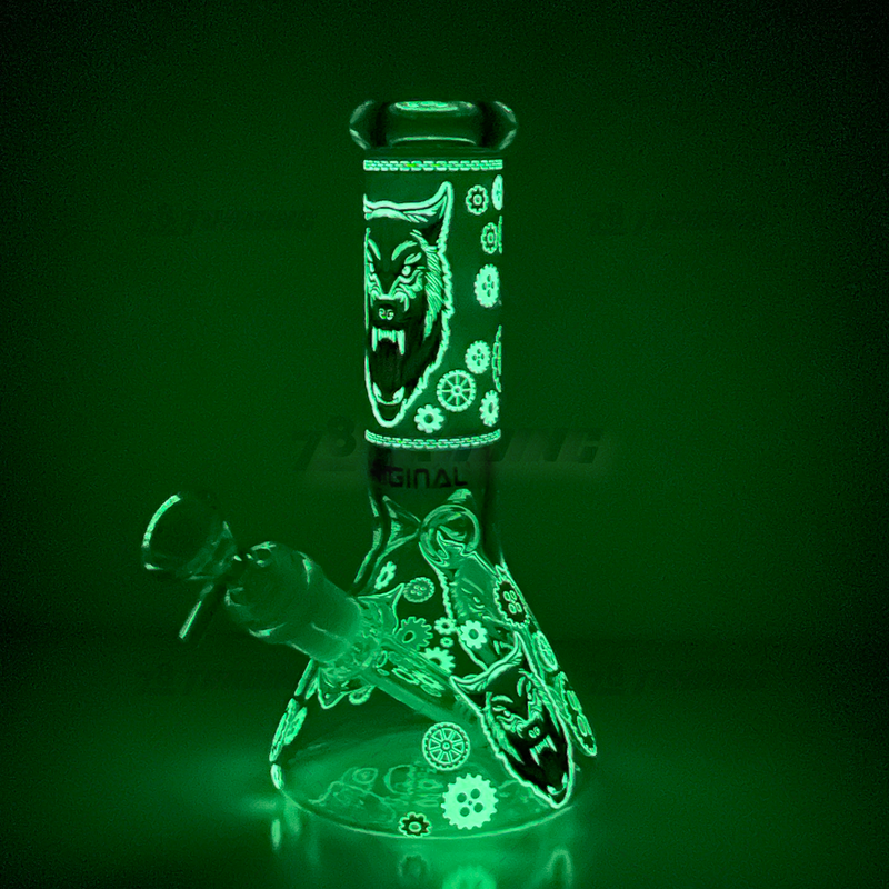 OG Original Glass Glow In The Dark 8" Mini Beaker OG002 - PURPLE