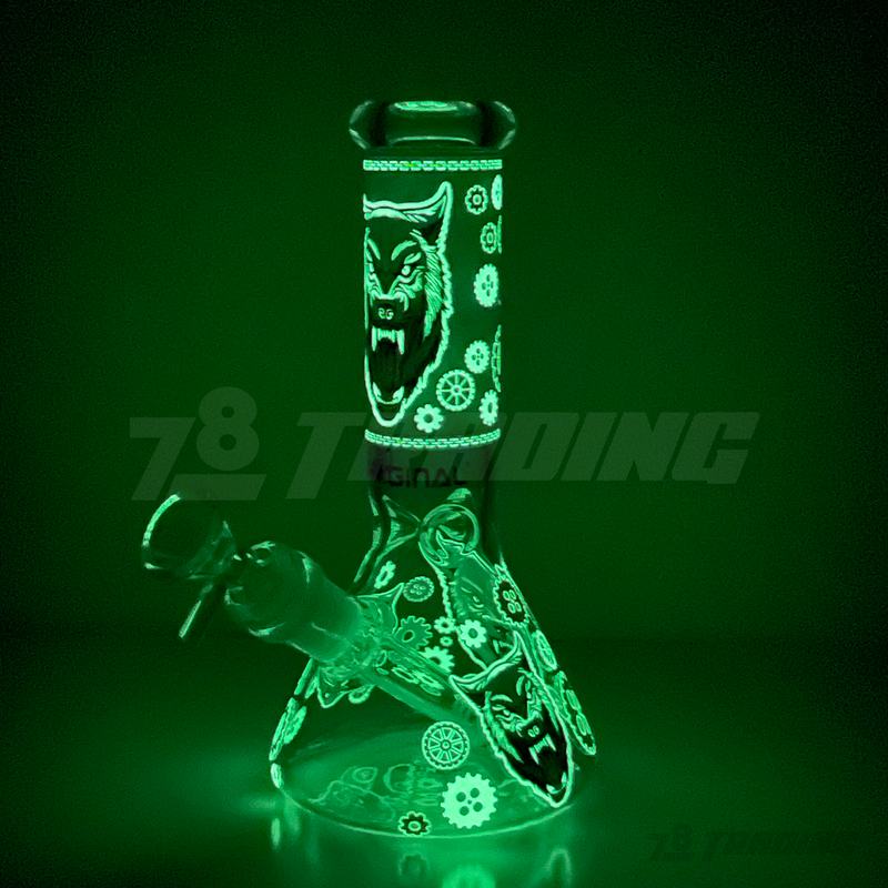 OG Original Glass Glow In The Dark 8" Mini Beaker OG002 - PURPLE