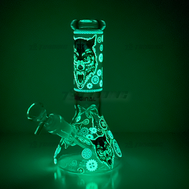 OG Original Glass Glow In The Dark 8" Mini Beaker OG002 - BLUE