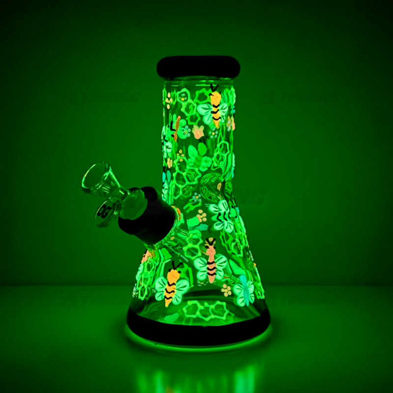 OG Original Glass 8Inches 7mm Glow In The Dark Art Beaker - OG627 / GREEN