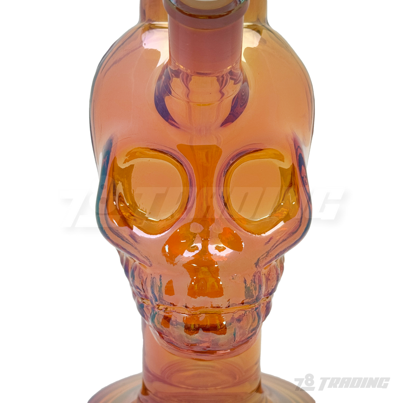 Metallic Chrome 14inches Skull Shape Base Water Pipe - SK144407