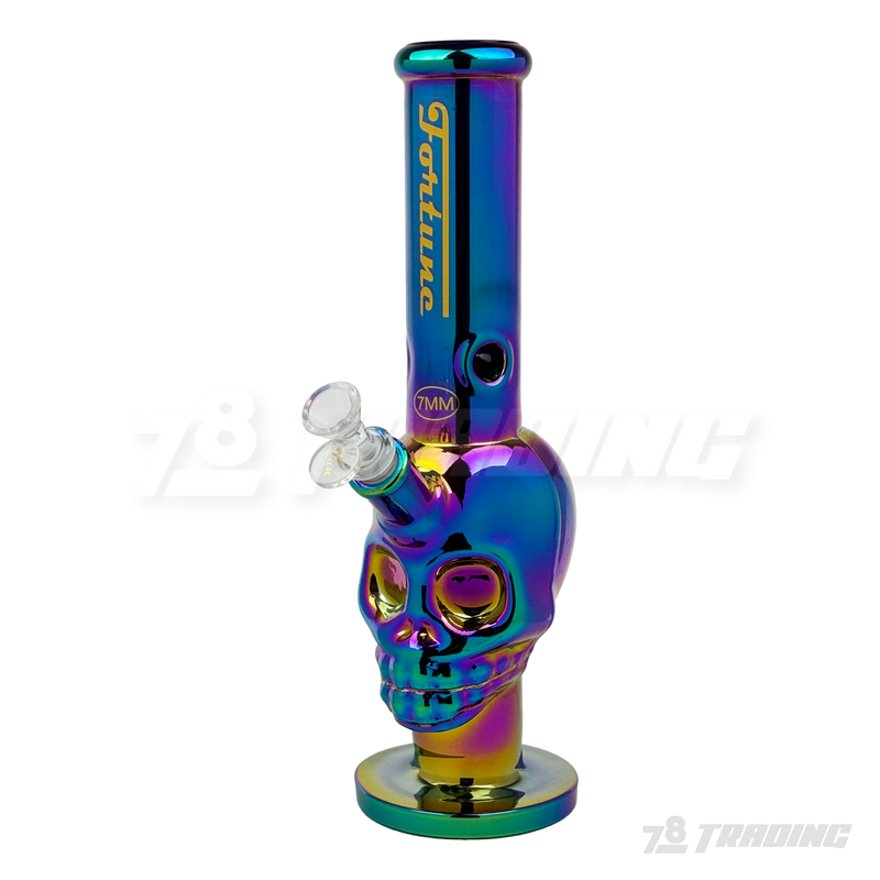 Metallic Chrome 14inches Skull Shape Base Water Pipe - SK144407