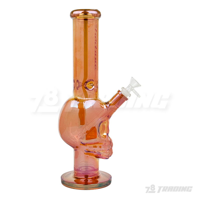 Metallic Chrome 14inches Skull Shape Base Water Pipe - SK144407