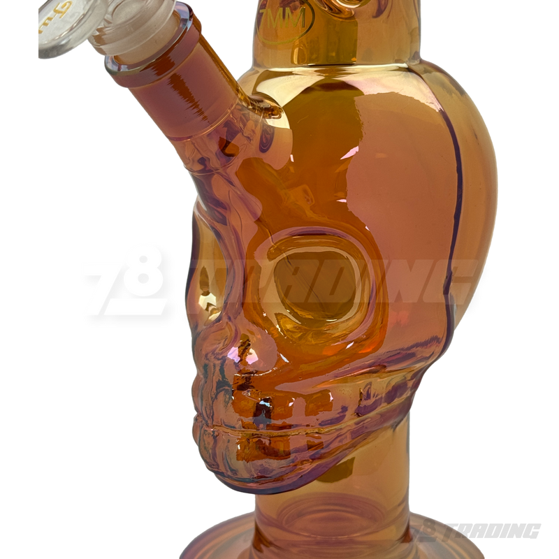 Metallic Chrome 14inches Skull Shape Base Water Pipe - SK144407