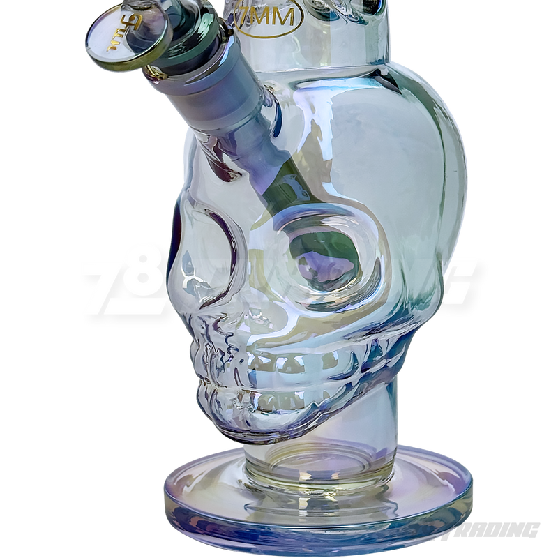 Metallic Chrome 14inches Skull Shape Base Water Pipe - SK144407