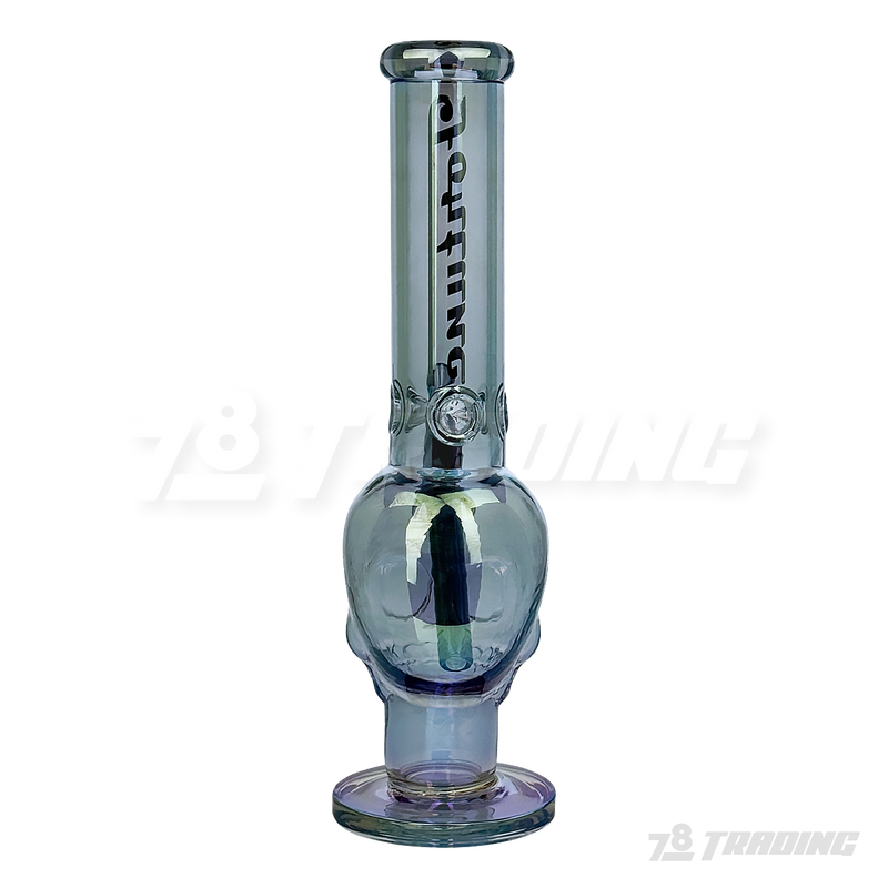 Metallic Chrome 14inches Skull Shape Base Water Pipe - SK144407