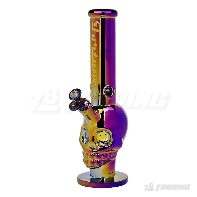 Metallic Chrome 14inches Skull Shape Base Water Pipe - SK144407