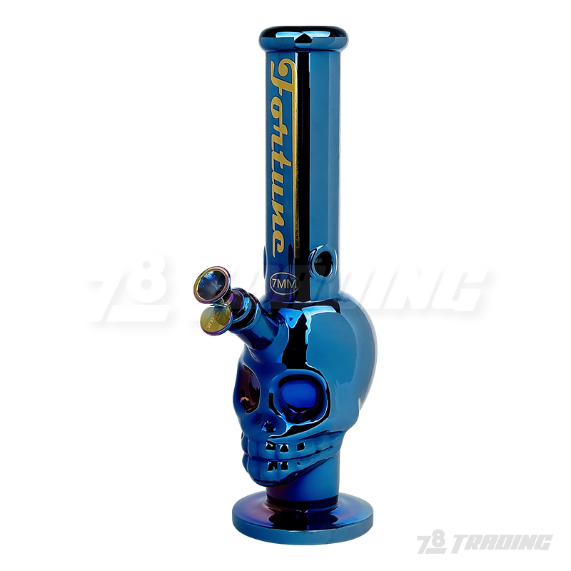 Metallic Chrome 14inches Skull Shape Base Water Pipe - SK144407