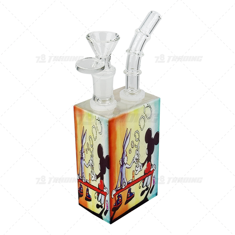 Square Juicy Box Cartoon Glass Pipe 7.5"