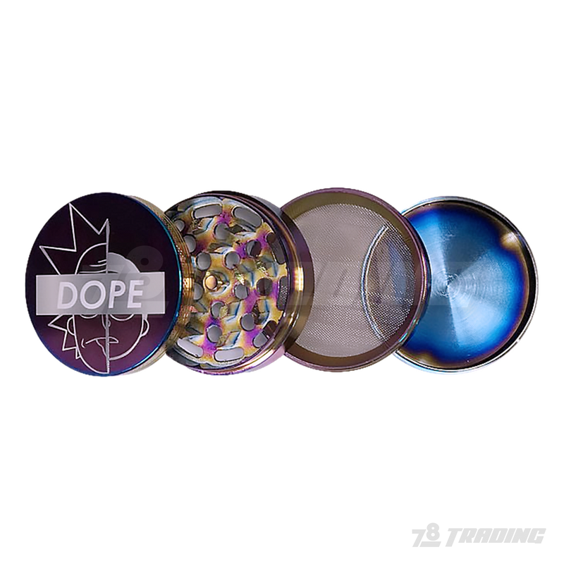 DOPE Rainbow Color Chrome Metal Grinder 60mm 4parts - RICK N MORTY