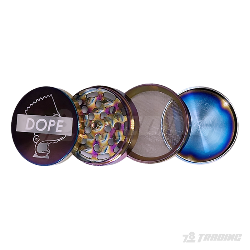 DOPE Rainbow Color Chrome Metal Grinder 60mm 4parts - BART SIMPSON