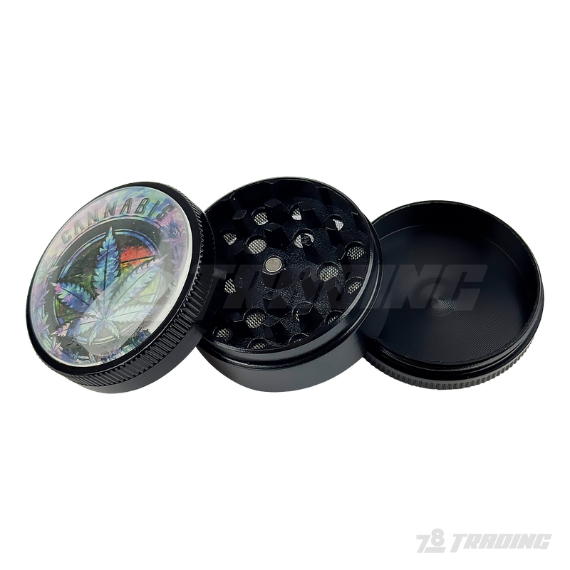 Colorful Leaf Design 48mm 3parts Metal Grinder