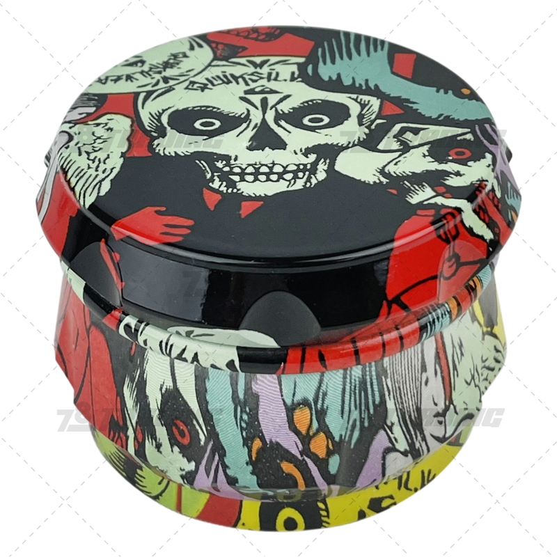 Diamond Cut Grinder Sugar Skull Pattern 4 Layers 60mm - FG63100 B