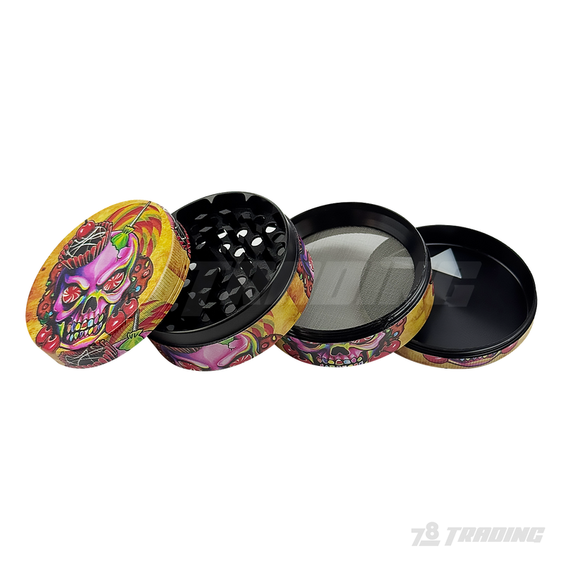 Skull Graphic Design Metal Grinder 63mm 4parts - GZP63-6GT