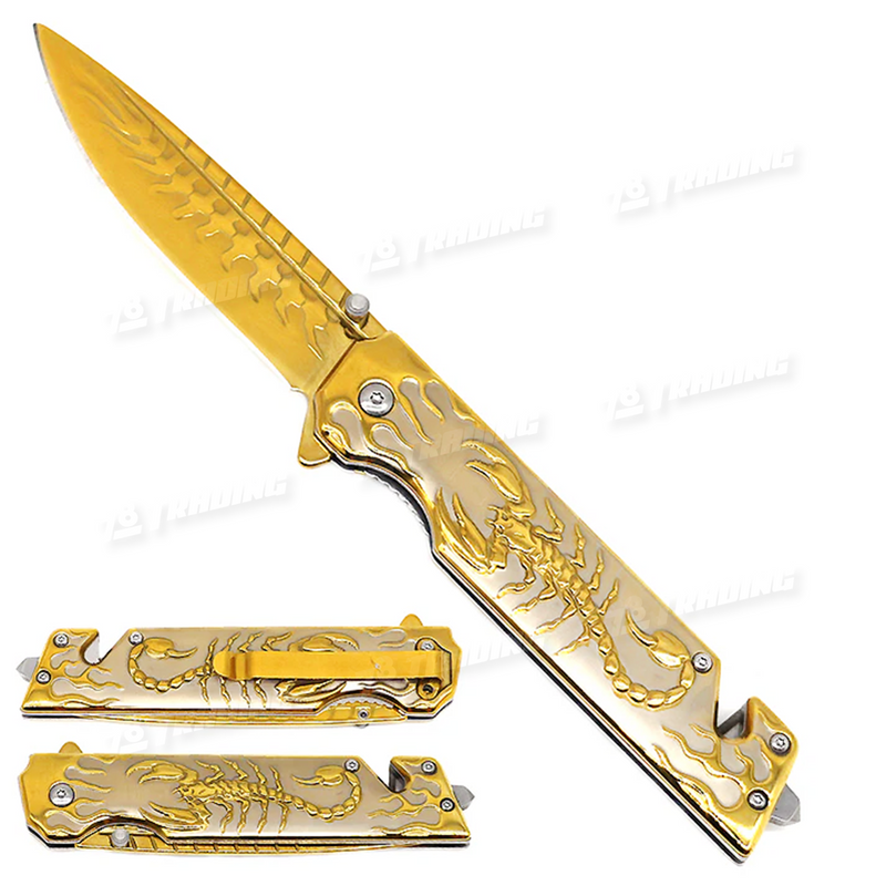 Falcon 9" Rainbow Pocket Knife Scorpion Design - KS3781