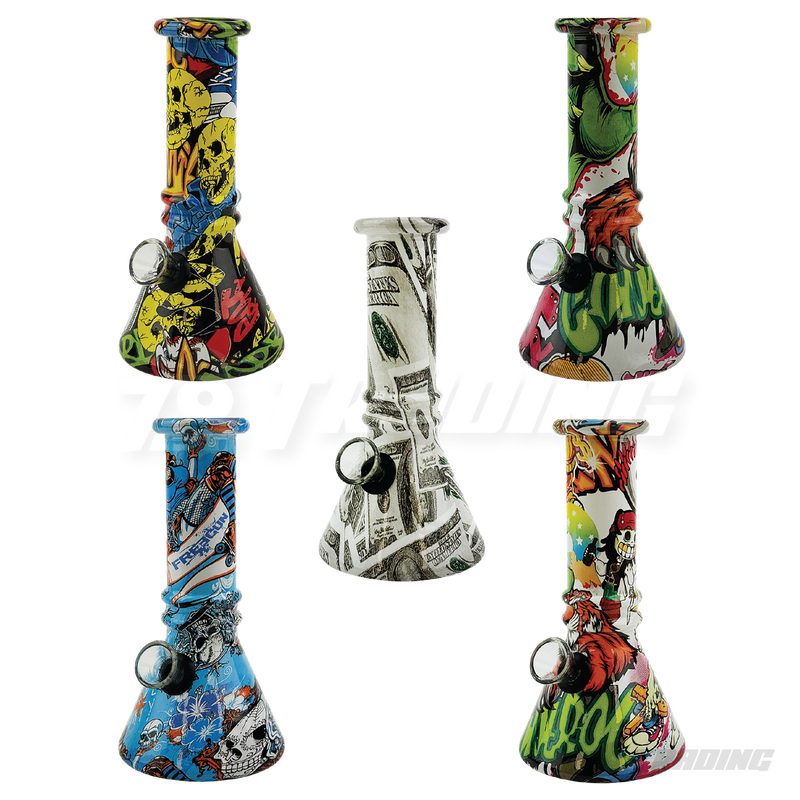 5.5" Designed Mini Soft Glass Beaker Bong - BLMIN03