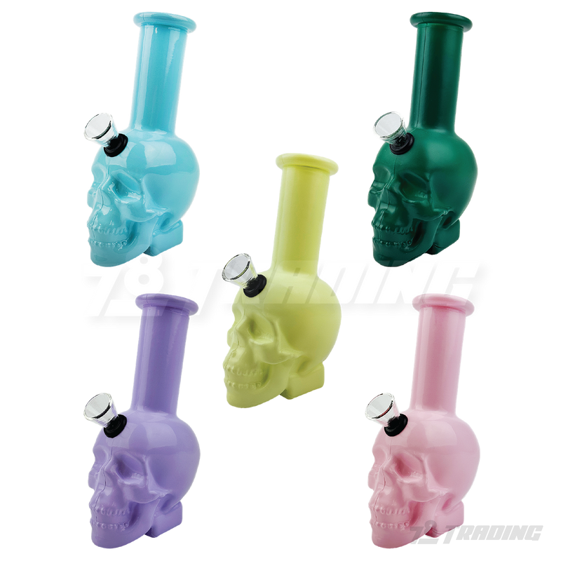 Skull Shape 5.5" Colored Mini Soft Glass Bong - BLMIN05-3