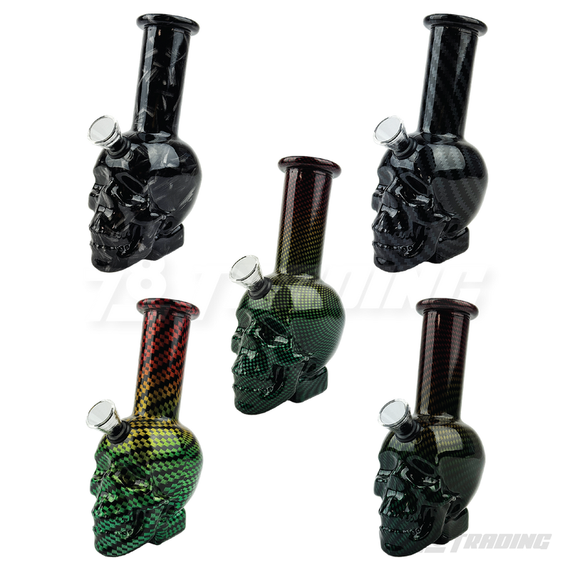 Skull Shape 5.5" Designed Mini Soft Glass Bong - BLMIN05-7