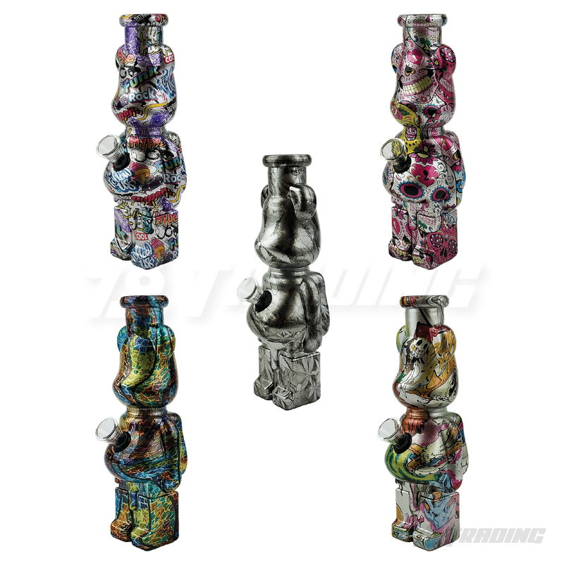 Hydrographic Bear 7.5 Inches Soft Glass Bong - BLX06