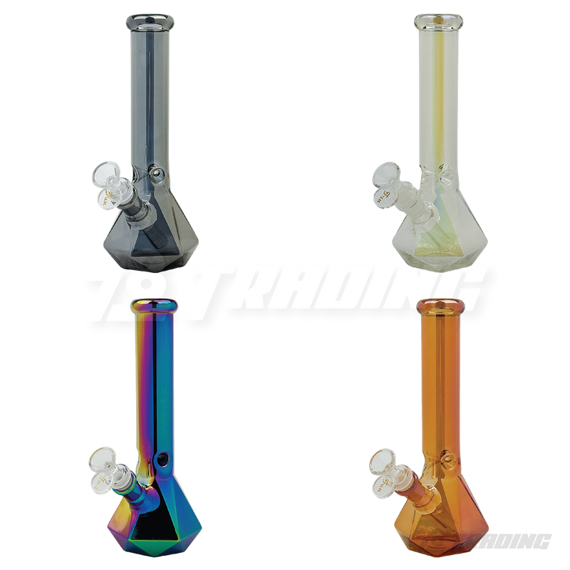 Metallic Chrome 10Inches Hexagon Base Glass Bong - H103804