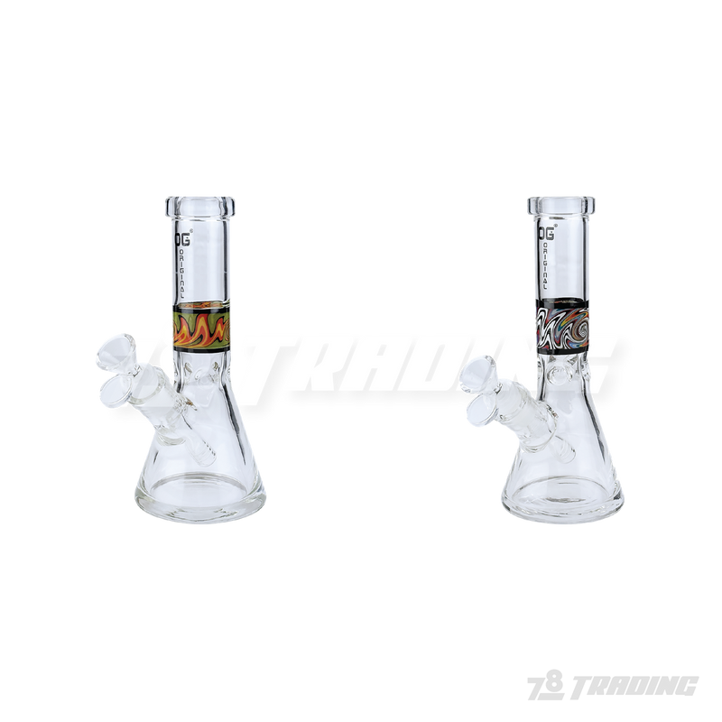 OG Original Glass Wigwag Painted 8" 9mm Beaker - OGFS