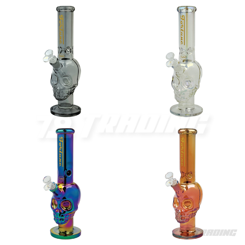 Metallic Chrome 14inches Skull Shape Base Water Pipe - SK144407