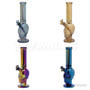 Metallic Chrome 14inches Skull Shape Base Water Pipe - SK144407