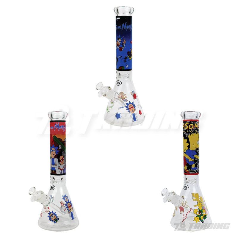 Cartoon Decal 14" 7mm Thick Glass Beaker - FGCT14001
