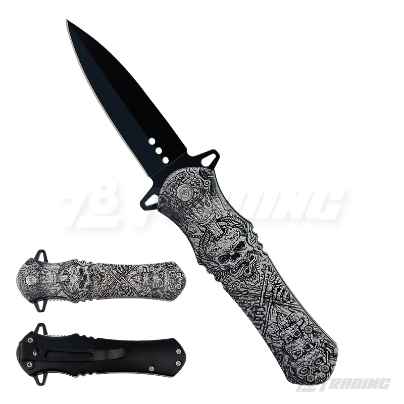Design Handle Black Blade 8" Knife - KS1204