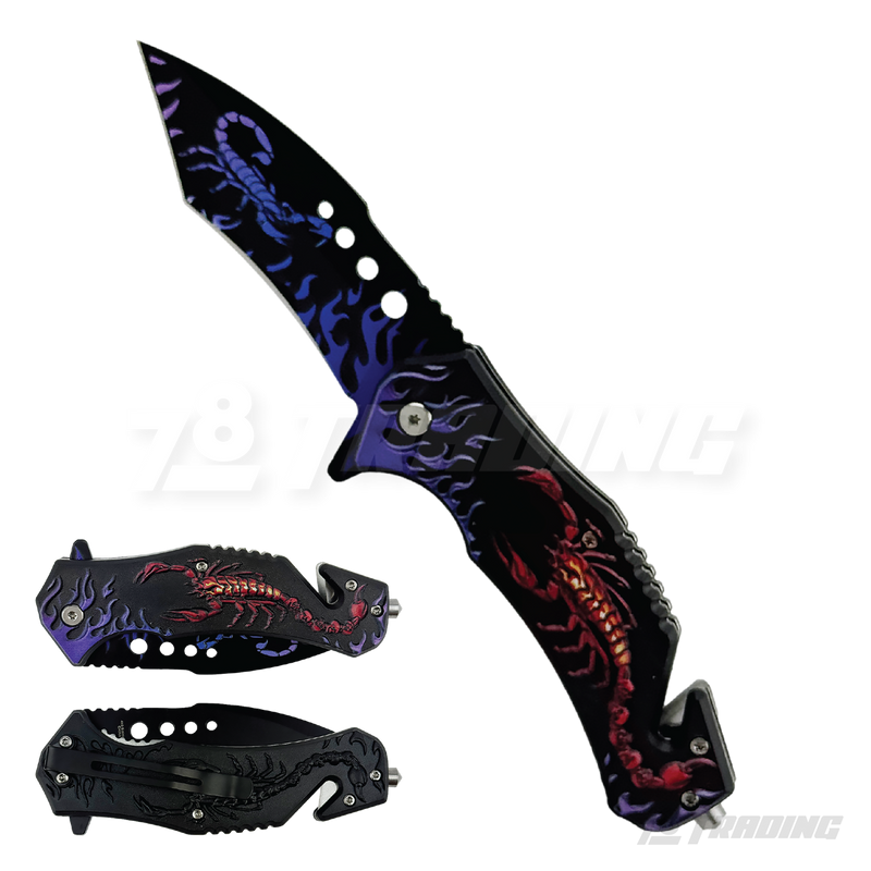 3D Scorpion Design 8.5' Knife W/ Glass Breaker - KS1814
