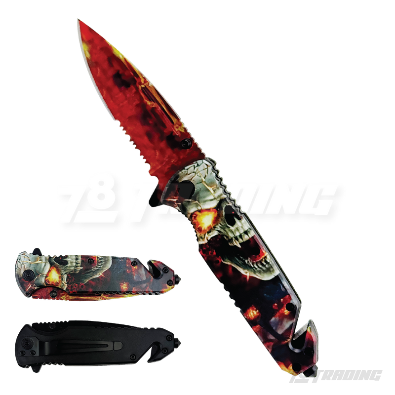 Skull Design Handle 8" Knife - KS1820