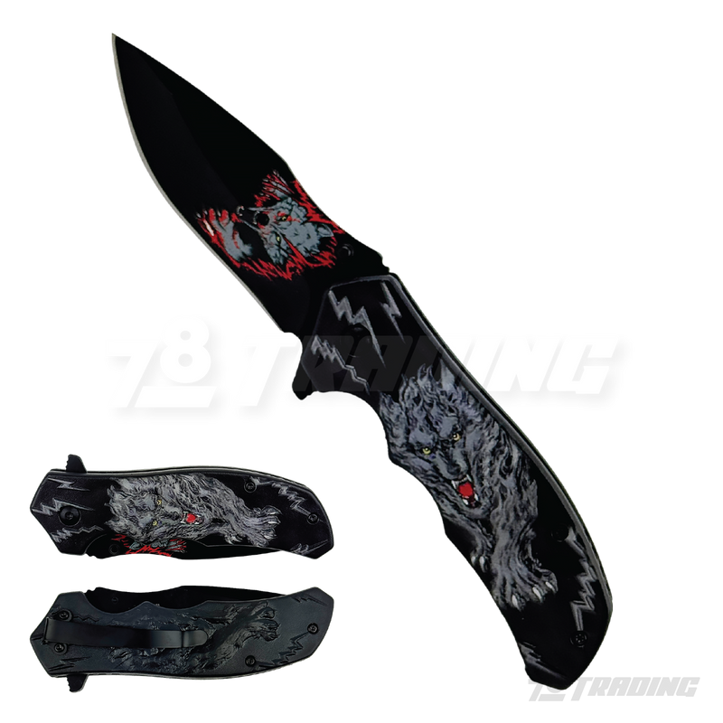 3D Wolf Design Handle 8" Knife - KS1927