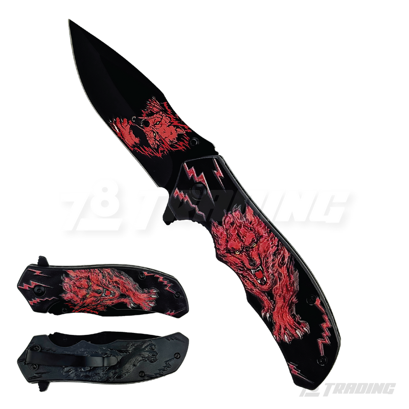3D Wolf Design Handle 8" Knife - KS1927