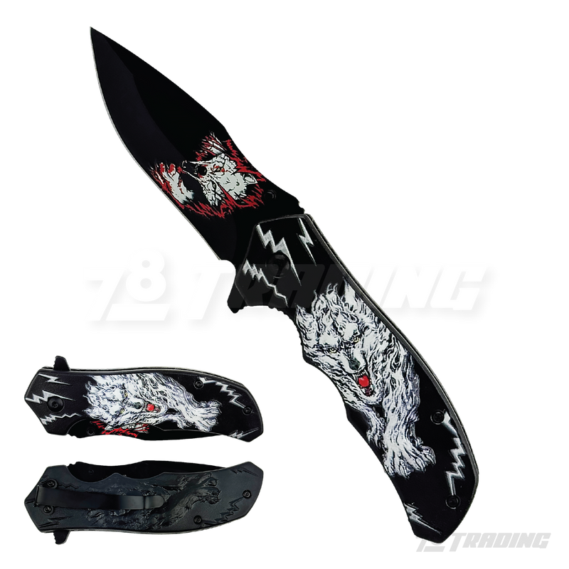3D Wolf Design Handle 8" Knife - KS1927