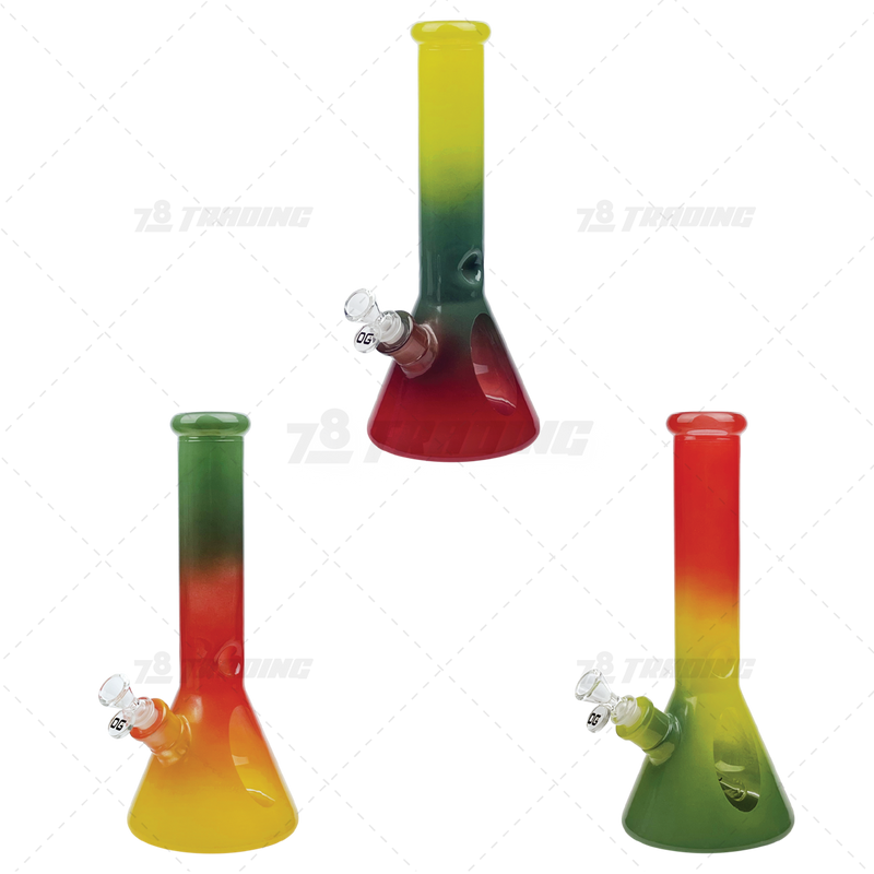 OG Original Glass 14inches Rasta Color Beaker with Giftbox - OG628