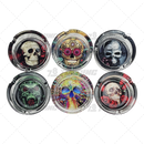 Round Glass Ashtray 6pcs Display - SKULL