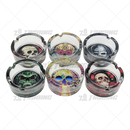 Round Glass Ashtray 6pcs Display - SKULL