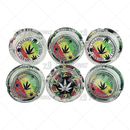 Round Glass Ashtray 6pcs Display - 420 LEAF