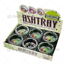 Round Glass Ashtray 6pcs Display - 420 LEAF