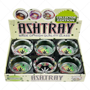 Round Glass Ashtray 6pcs Display - 420 LEAF